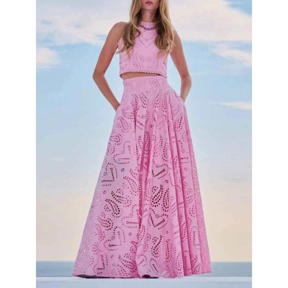 Eyelet Lace Top and Maxi Skirt Set - Picture 6 of 14